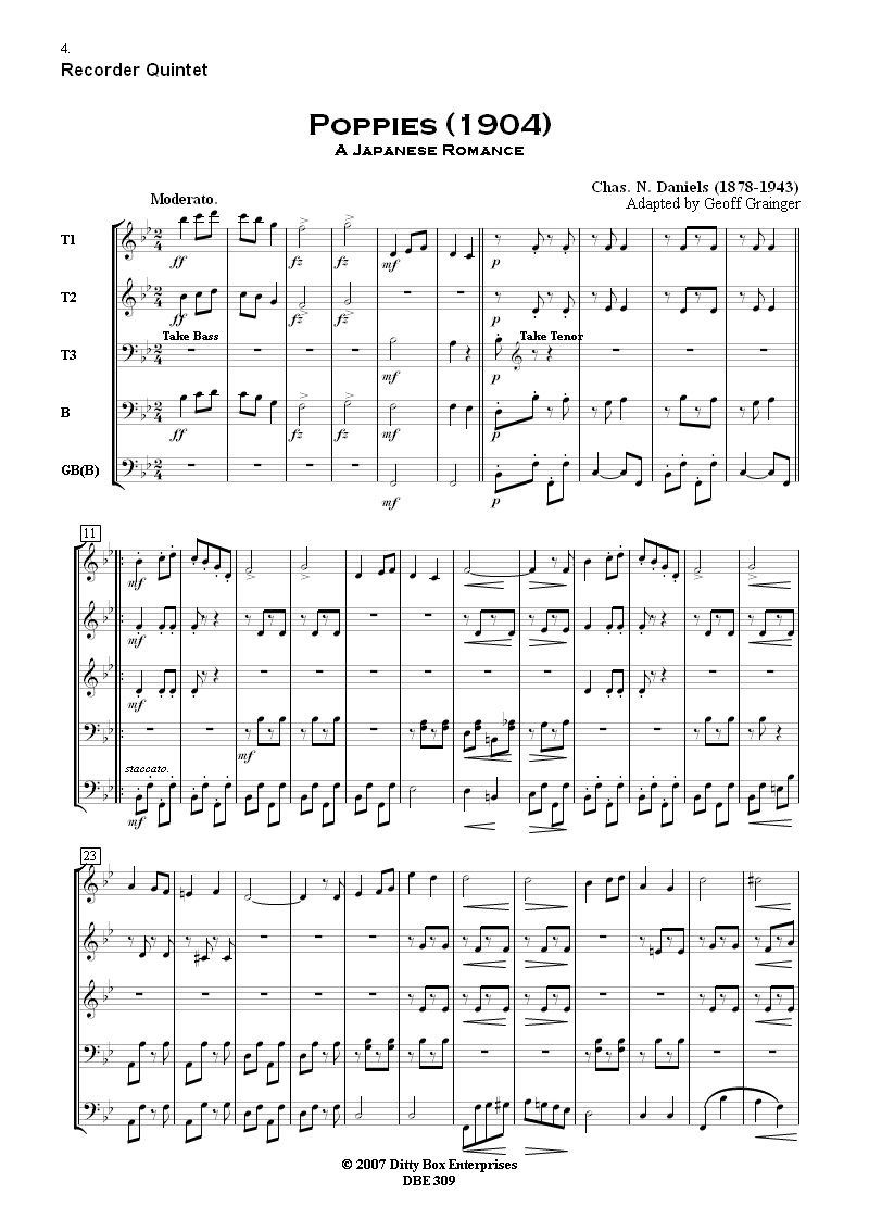 Please note that for bandwidth reasons, both the displayed score and the *.mp3 
file which can be listened to are of low quality (96 dpi and 48kbps respectively) 
and do not reflect the high quality of the delivered products.The delivered score 
format is A4 and printed with high quality.