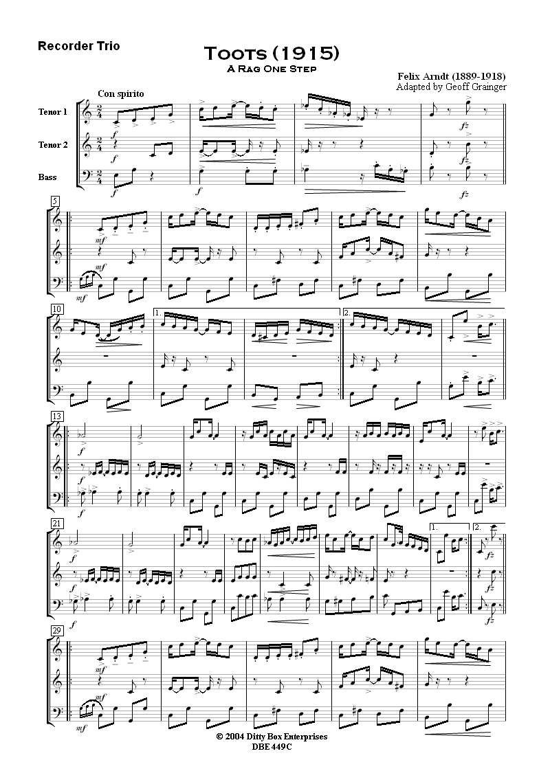 Please note that for bandwidth reasons, both the displayed score and the *.mp3 
file which can be listened to are of low quality (96 dpi and 48kbps respectively) 
and do not reflect the high quality of the delivered products.The delivered score 
format is A4 and printed with high quality.