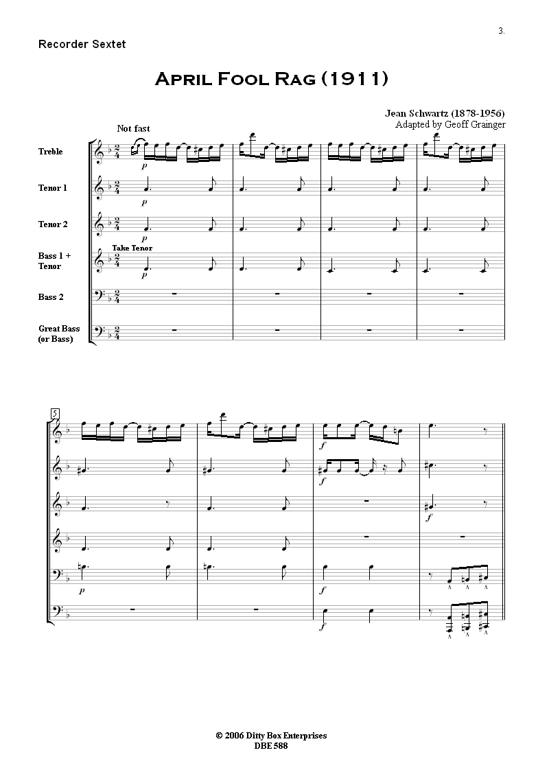 Please note that for bandwidth reasons, both the displayed score and the *.mp3 
file which can be listened to are of low quality (96 dpi and 48kbps respectively) 
and do not reflect the high quality of the delivered products.The delivered score 
format is A4 and printed with high quality.