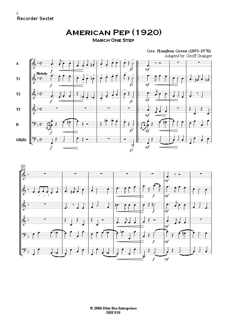 Please note that for bandwidth reasons, both the displayed score and the *.mp3 
file which can be listened to are of low quality (96 dpi and 48kbps respectively) 
and do not reflect the high quality of the delivered products.The delivered score 
format is A4 and printed with high quality.